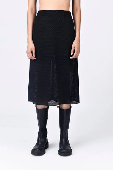 Black Poly Mesh Skirt