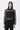 Black Poly Organza Relaxed Fit Turtle Neck Top with Micro Cell Applique
