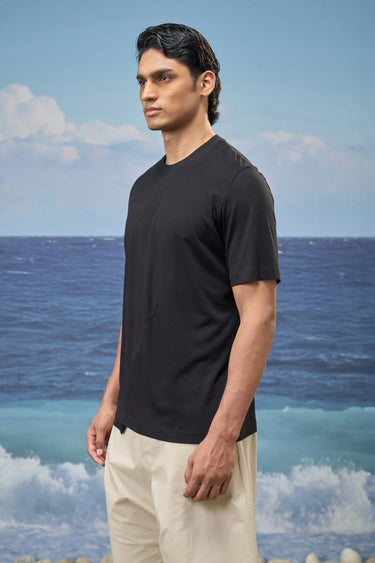 Black Premium Cotton Single Jersey Relaxed-Fit T-Shirt