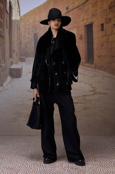 Black velvet statement jacket for women by Genes Lecoanet Hemant India