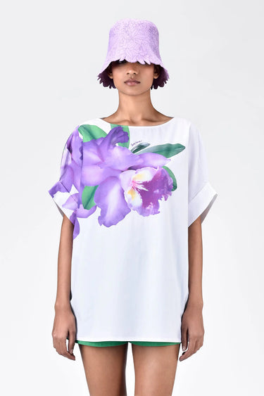 Boat Neck Top With Floral Print - Genes Lecoanet Hemant