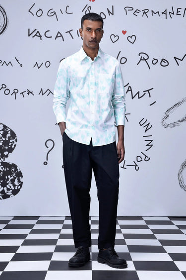 Button Up Heart Regular Fit Shirt- White - Genes Online Store