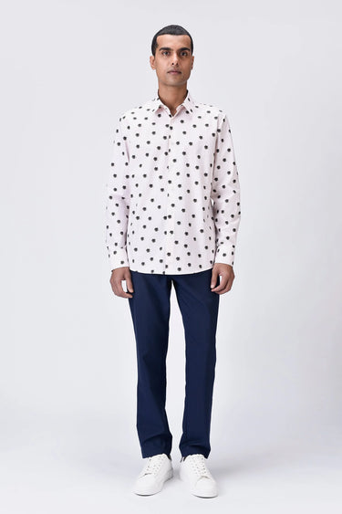 Button-Up Shirt with UV Flower Print - Pink Stripe - Genes Lecoanet Hemant