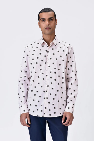 Button-Up Shirt with UV Flower Print - Pink Stripe - Genes Lecoanet Hemant