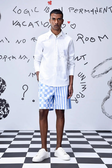 Card Cut-Out Regular Fit Shirt- White - Genes Online Store