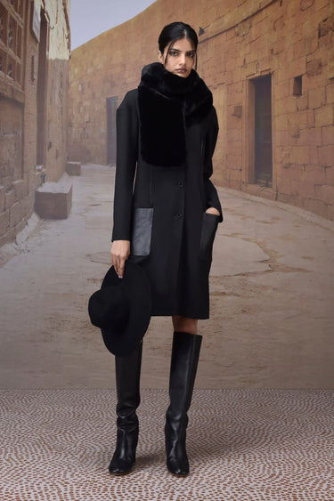 Charcoal poly viscose check dress with leather details for women by Genes Lecoanet Hemant India