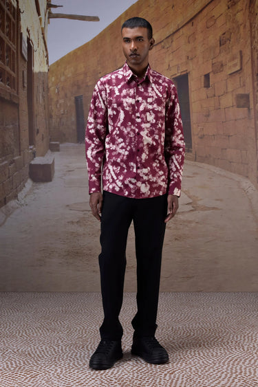 Cherry Lacquer Brushstroke Print Shirt - Genes Online Store