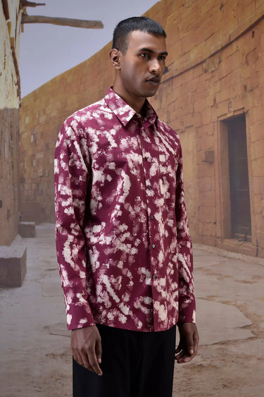 Cherry Lacquer Brushstroke Print Shirt - Genes Online Store