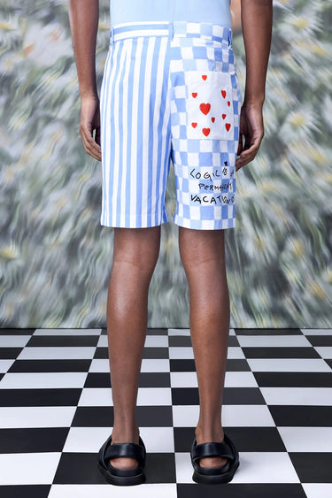 Chess Board Strip Regular Fit Shorts - Genes Online Store
