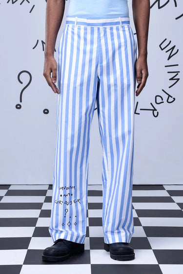 Chess Board Striped Relaxed Fit Trousers - Genes Online Store