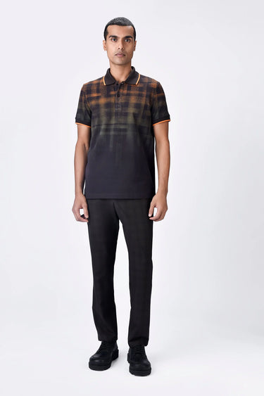 Chocolate Brown Dotted Check Polo - Genes Lecoanet Hemant