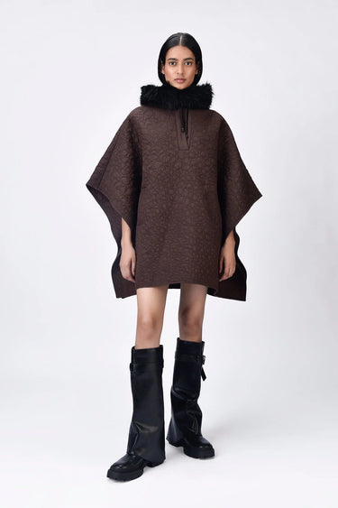 Chocolate Brown Silk Poncho Top