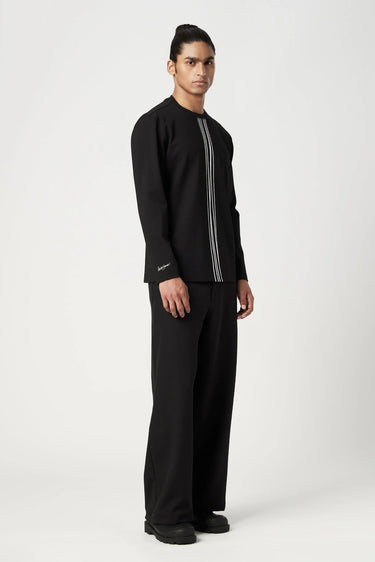 Classic Fit Full Sleeve T-Shirt with Center Front Line Print Placement - Genes Lecoanet Hemant