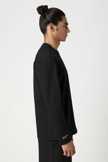 Classic Fit Full Sleeve T-Shirt with Center Front Line Print Placement - Genes Lecoanet Hemant