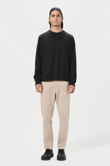 Classic Fit Sweatshirt with Brushed Logo Print Placement- Black - Genes Lecoanet Hemant