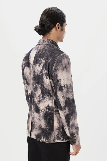 Classic Fit Two-Button Jacket with Patch Pocket with Overall Textured Print - Genes Lecoanet Hemant