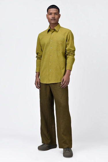 Classic Seersucker Regular Fit Men's Button-Up Shirt-Bright Olive - Genes Lecoanet Hemant