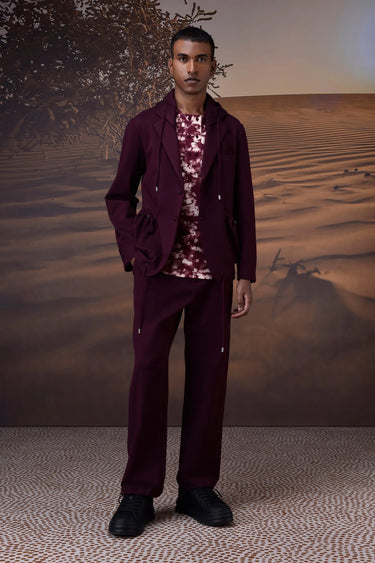 Contemporary Cherry Lacquer Hooded Jacket - Genes Online Store