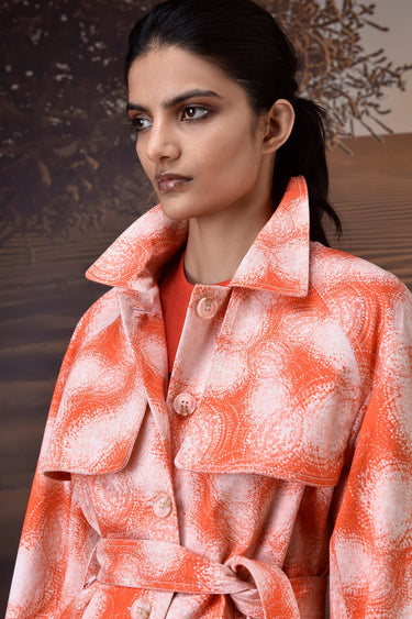 Coquelicot Abstract Circle Print Cotton Twill Jacket - Genes Online Store