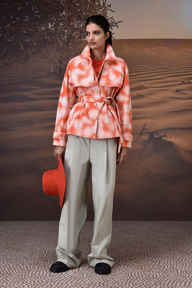 Coquelicot Abstract Circle Print Cotton Twill Jacket - Genes Online Store