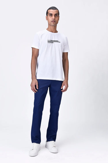 Cotton Heavy Twill Denim-Style Trousers Navy Blue - Genes Lecoanet Hemant