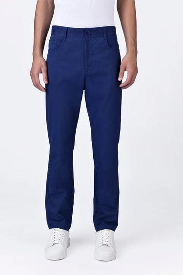 Cotton Heavy Twill Denim-Style Trousers Navy Blue - Genes Lecoanet Hemant