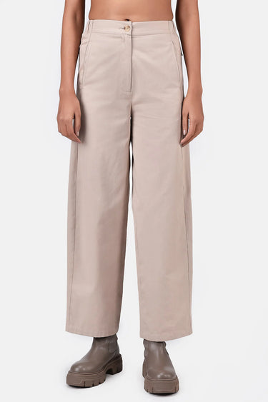 Cotton Light Twill Straight Fit Trousers with Knee Pleats - Genes Lecoanet Hemant