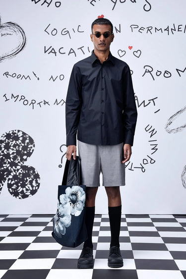Cotton Poplin Regular Fit Shirt- Black - Genes Online Store