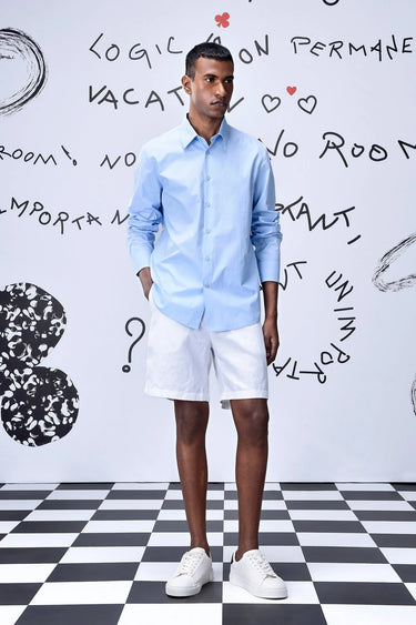 Cotton Poplin Regular Fit Shirt- Light Blue - Genes Online Store