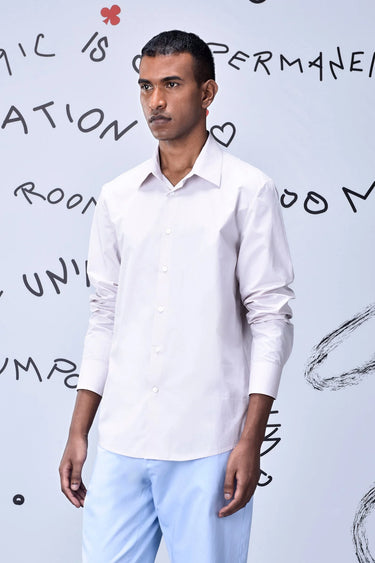 Cotton Poplin Regular Fit Shirt- Pearl Grey - Genes Online Store