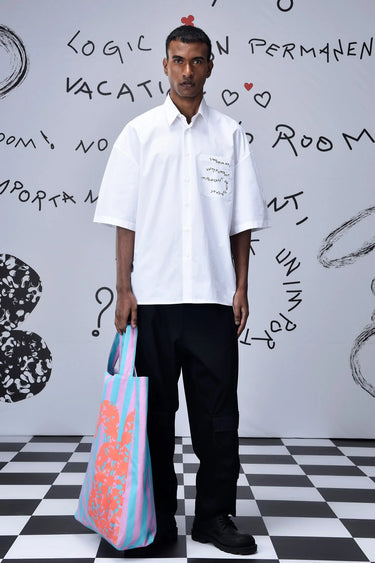 Cotton Rabbit Sticker Oversized Shirt - Genes Online Store