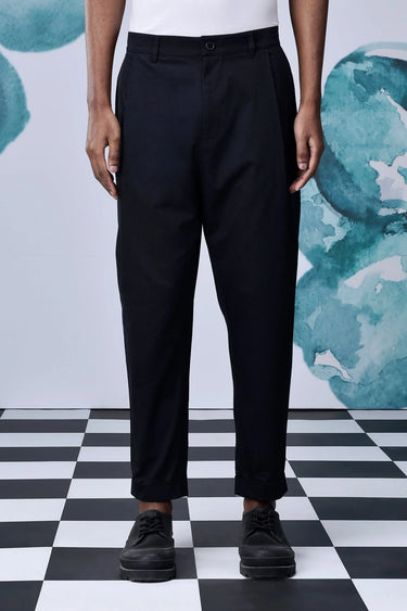 Cotton Twill Carrot Fit Pants- Black - Genes Online Store