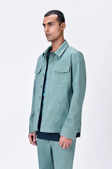 Cotton Twill Denim Jacket - Seafoam Blue - Genes Lecoanet Hemant