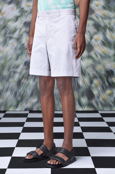 Cotton Twill Regular Fit Shorts- Pearl Grey - Genes Online Store