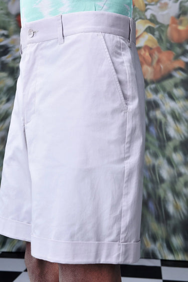Cotton Twill Regular Fit Shorts- Pearl Grey - Genes Online Store
