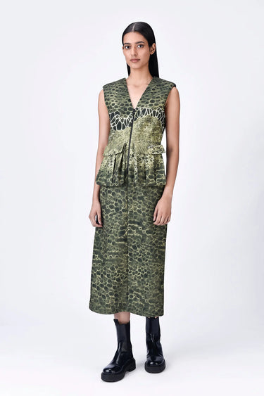 Crepe Microcell Print Dress - Taupe - Genes Lecoanet Hemant