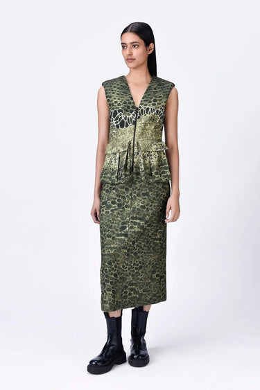 Crepe Microcell Print Dress - Taupe - Genes Lecoanet Hemant