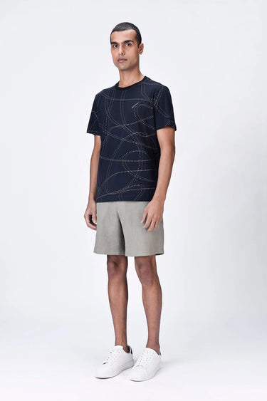 Crew Neck T-Shirt with Dotted Aurora Print - Genes Lecoanet Hemant