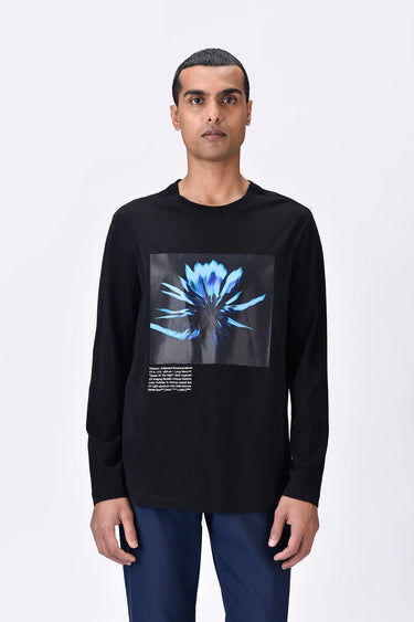 Crew Neck T-Shirt with UV Flower Sticker - Genes Lecoanet Hemant