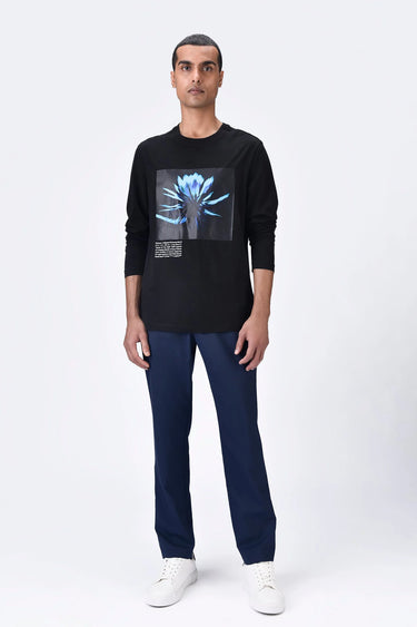 Crew Neck T-Shirt with UV Flower Sticker - Genes Lecoanet Hemant