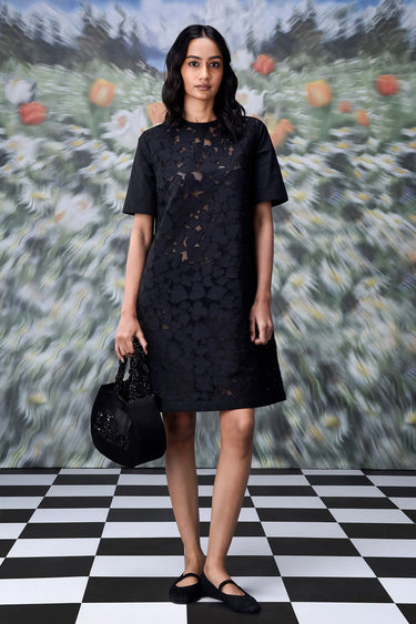 Cutout Embroidery Relax Fit Dress- Black - Genes Online Store