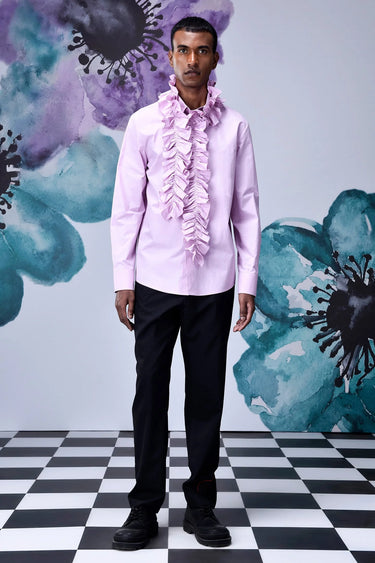 Detachable Ruffle Collar Regular Fit Shirt- Smoothie Pink - Genes Online Store
