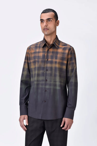 Dotted Check Shirt- Choclate Brown - Genes Lecoanet Hemant