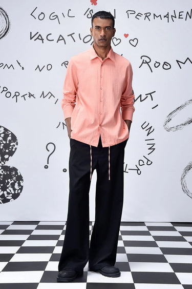 Drawstring Regular Fit Shirt-Coral Peach - Genes Online Store
