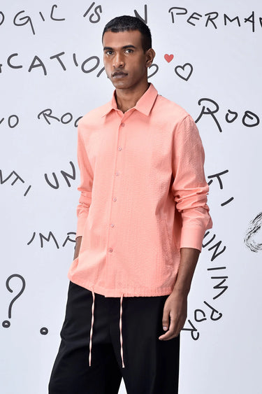 Drawstring Regular Fit Shirt-Coral Peach - Genes Online Store