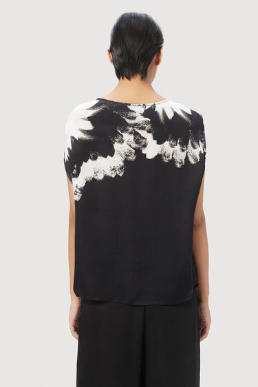 Easy Fit Boat Neck Top With Drop Shoulders And Gingko Print - Genes Lecoanet Hemant