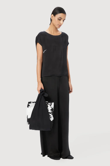 Easy Fit Boat Neck Top With Drop Shoulders And Line Print - Genes Lecoanet Hemant