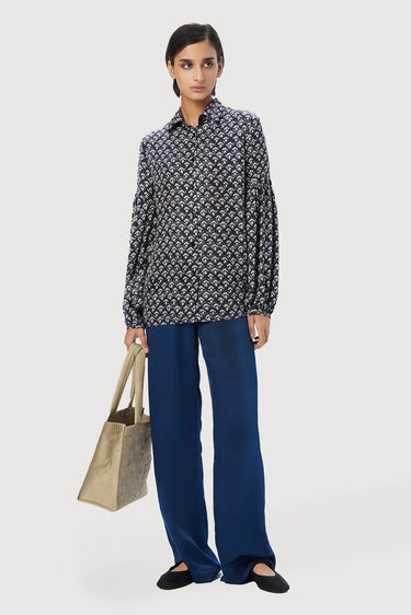 Easy Fit Button-Up Shirt with All-Over Scallops Print - Genes Lecoanet Hemant
