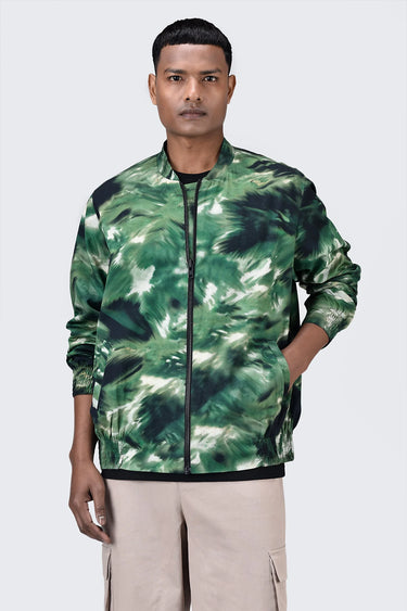 Easy Fit Cotton Pin Corduroy Bomber with Camouflage Print