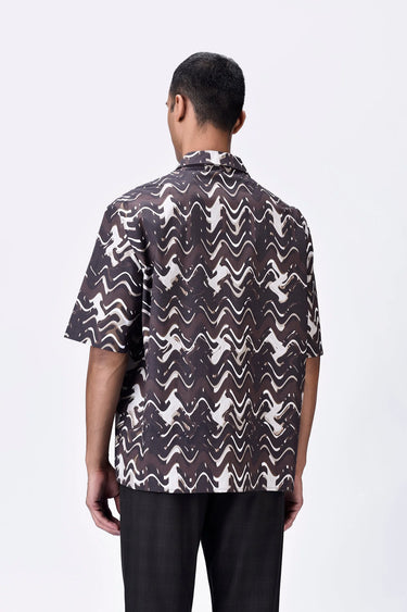 Easy Fit Cuban Collar Half Sleeve Shirt Choclate Brown - Genes Lecoanet Hemant